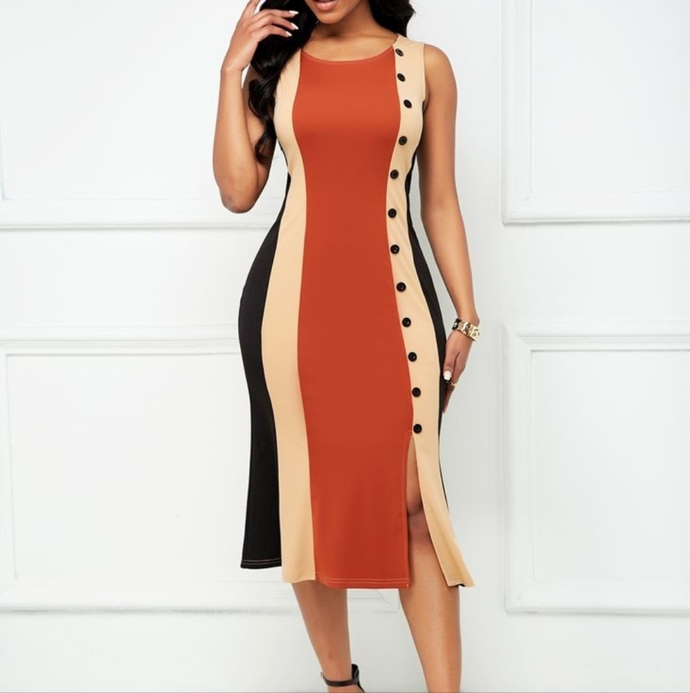 Eva Mendes Tri Color Dress